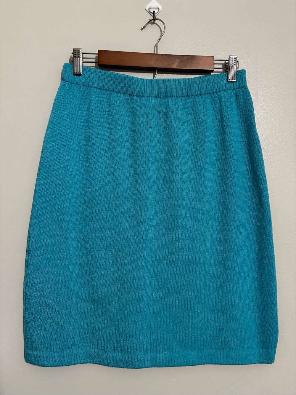 St John Collections by Marie Gray Turqoise Blue Knit Pencil Skirt Women's Sz 6